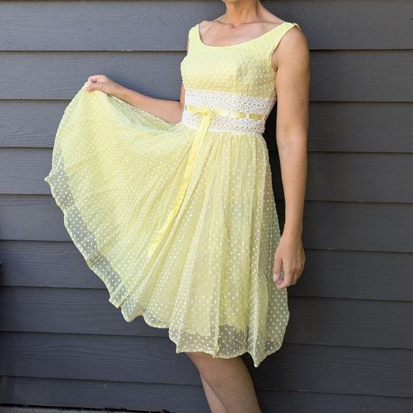 1950's 1960's SWISS DOT DRESS vintage party XS - Picture 4 of 10